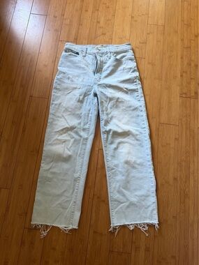 Madewell Light Blue Straight-Leg Jeans with Frayed Hem